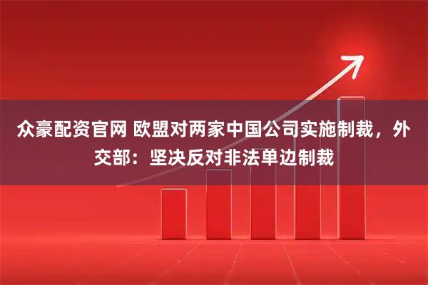 众豪配资官网 欧盟对两家中国公司实施制裁，外交部：坚决反对非法单边制裁
